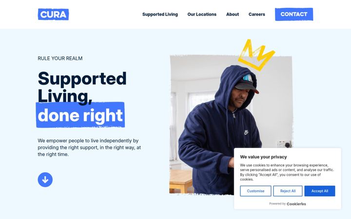 Screenshot of cura-homes.co.uk