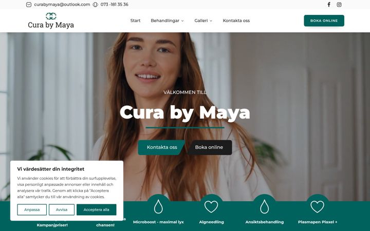 Screenshot of curabymaya.se