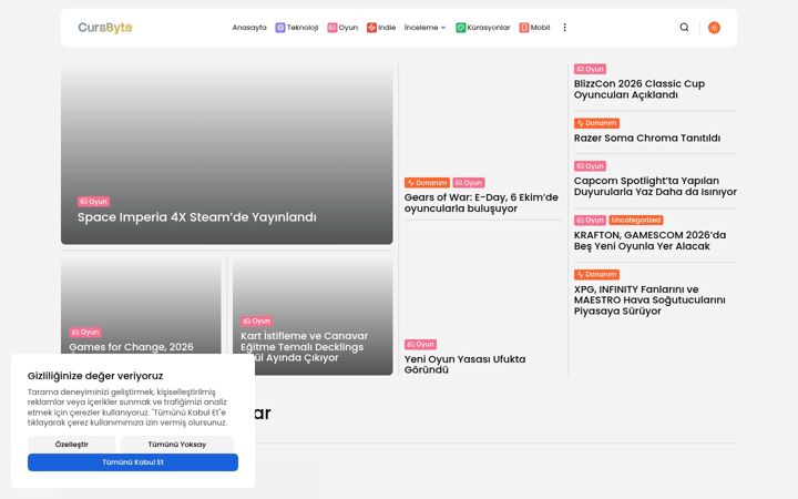 Ekrānuzņēmums no curabyte.com.tr