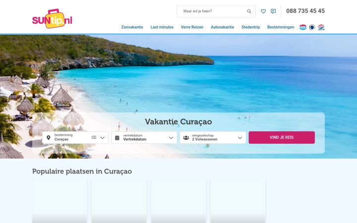 Screenshot of curacaoreisbureau.nl