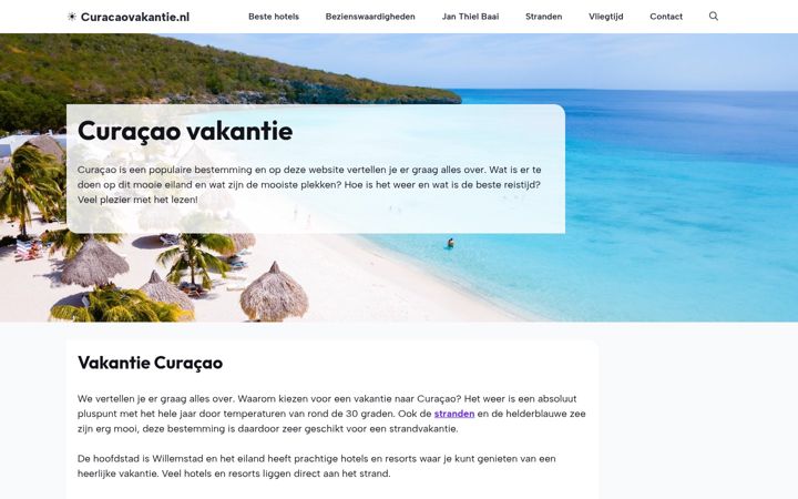 Skærmbillede af curacaovakantie.nl