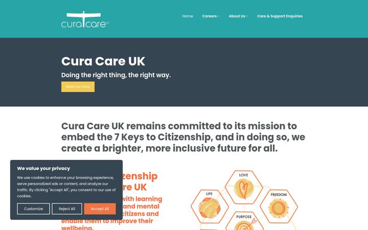 Screenshot of curacareuk.com