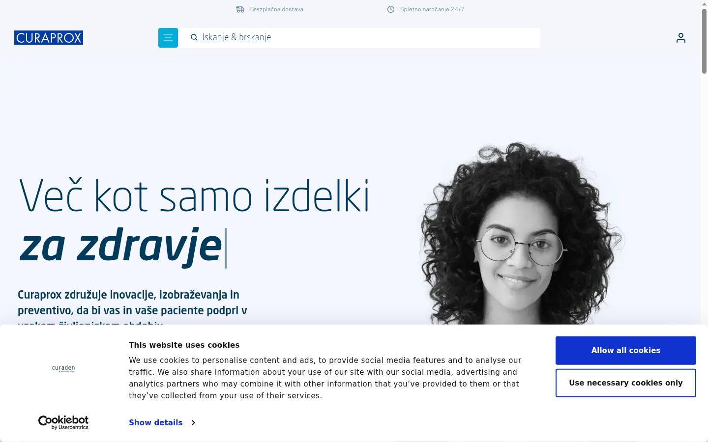 Captura de ecrã do banner de consentimento apresentado antes de qualquer interação