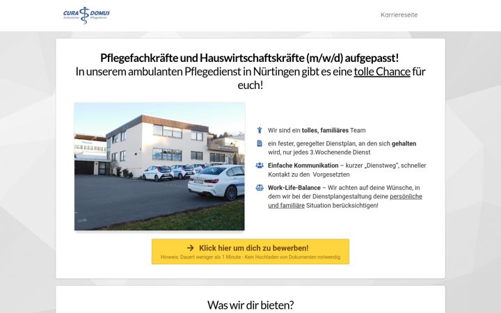 Screenshot of curadomus-pflegedienst-karriere.com
