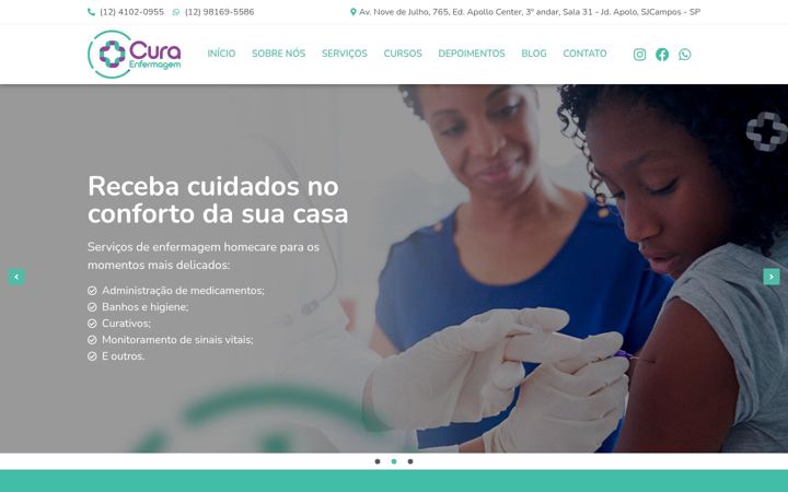 Screenshot of curaenfermagem.com.br