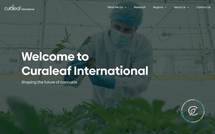 Screenshot of curaleafinternational.com