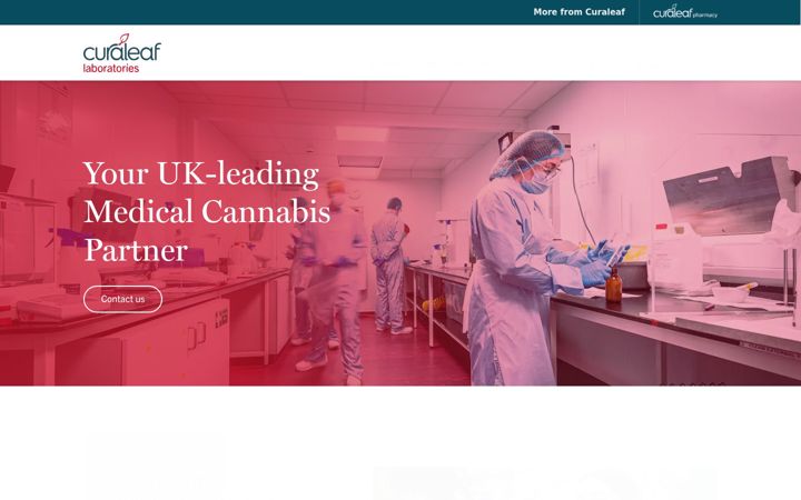 Screenshot of curaleaflaboratories.co.uk