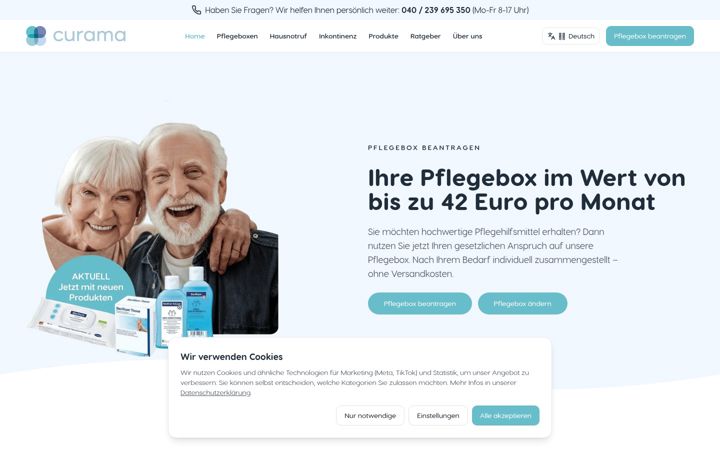 Screenshot of curama.de