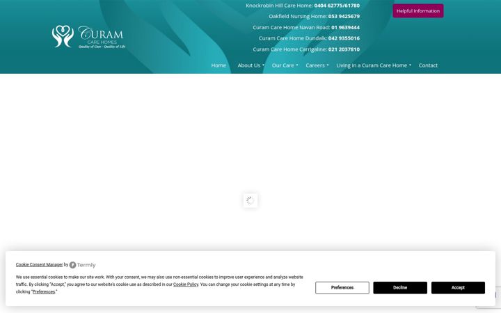 Screenshot of curamcarehomes.ie