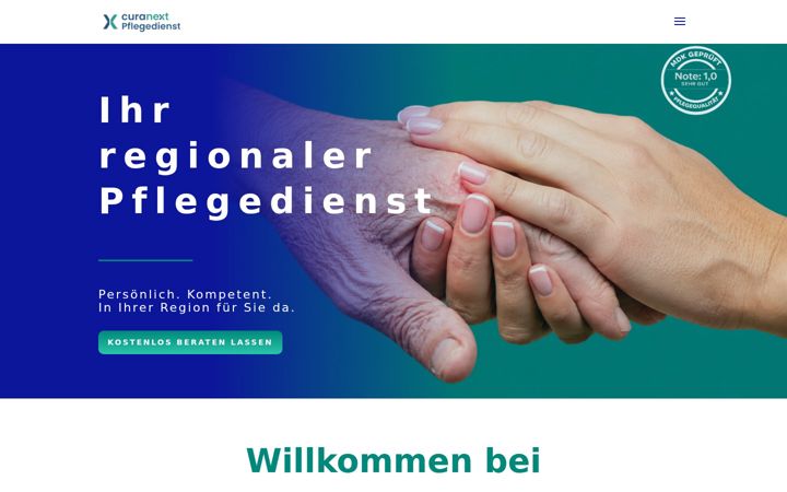 Screenshot of curanext-pflegedienst.de