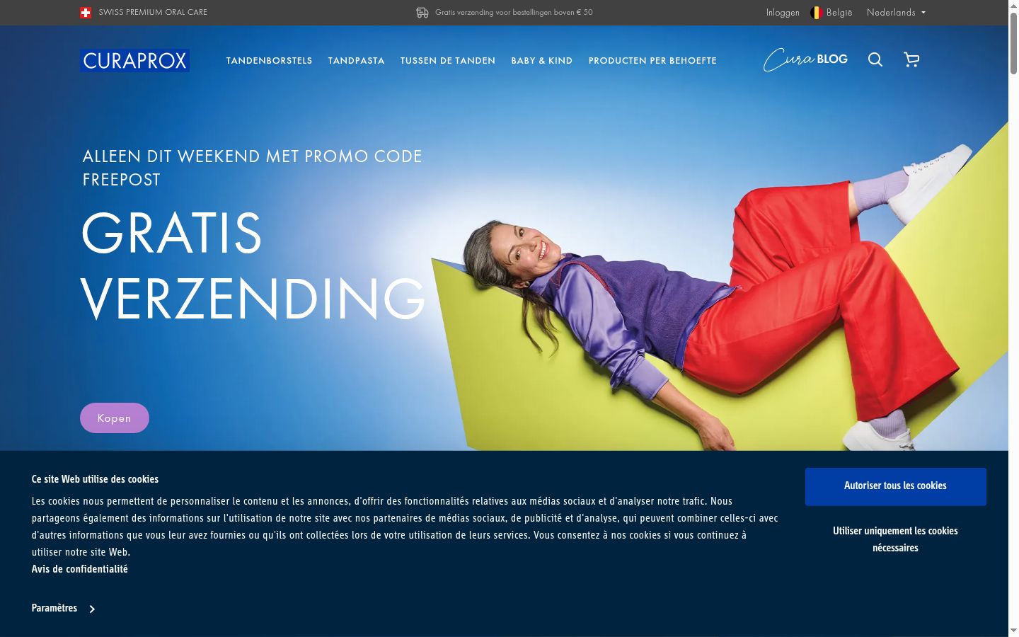 Screenshot del banner di consenso mostrato prima di qualsiasi interazione