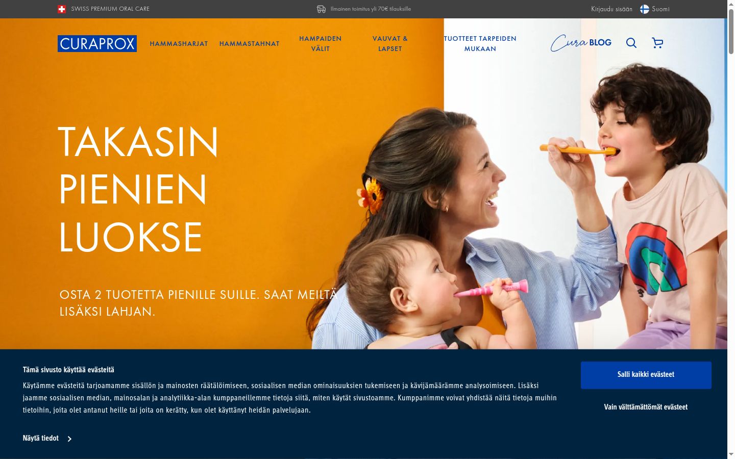 Captura de ecrã do banner de consentimento apresentado antes de qualquer interação