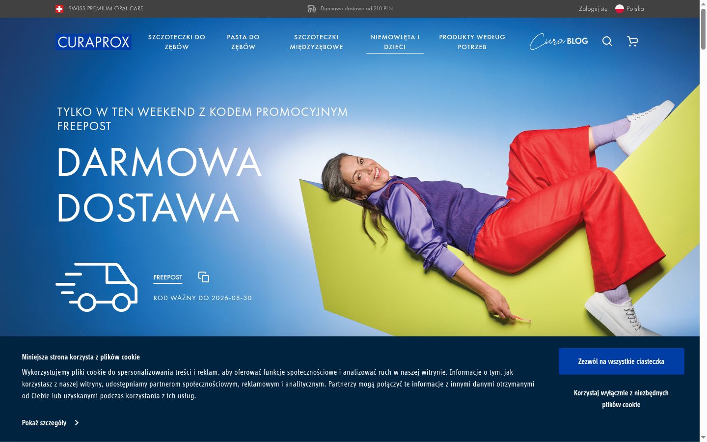 Zrzut ekranu banera zgody wyświetlanego przed jakąkolwiek interakcją