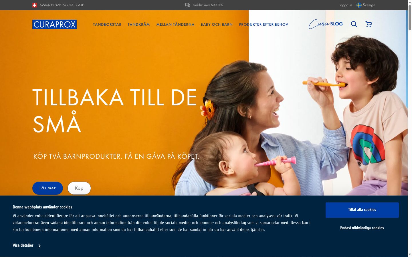 Screenshot del banner di consenso mostrato prima di qualsiasi interazione