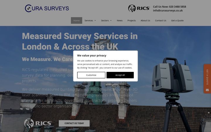 Screenshot von curasurveys.co.uk