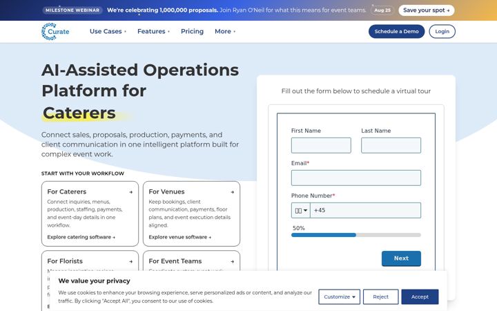 Screenshot of curate.co