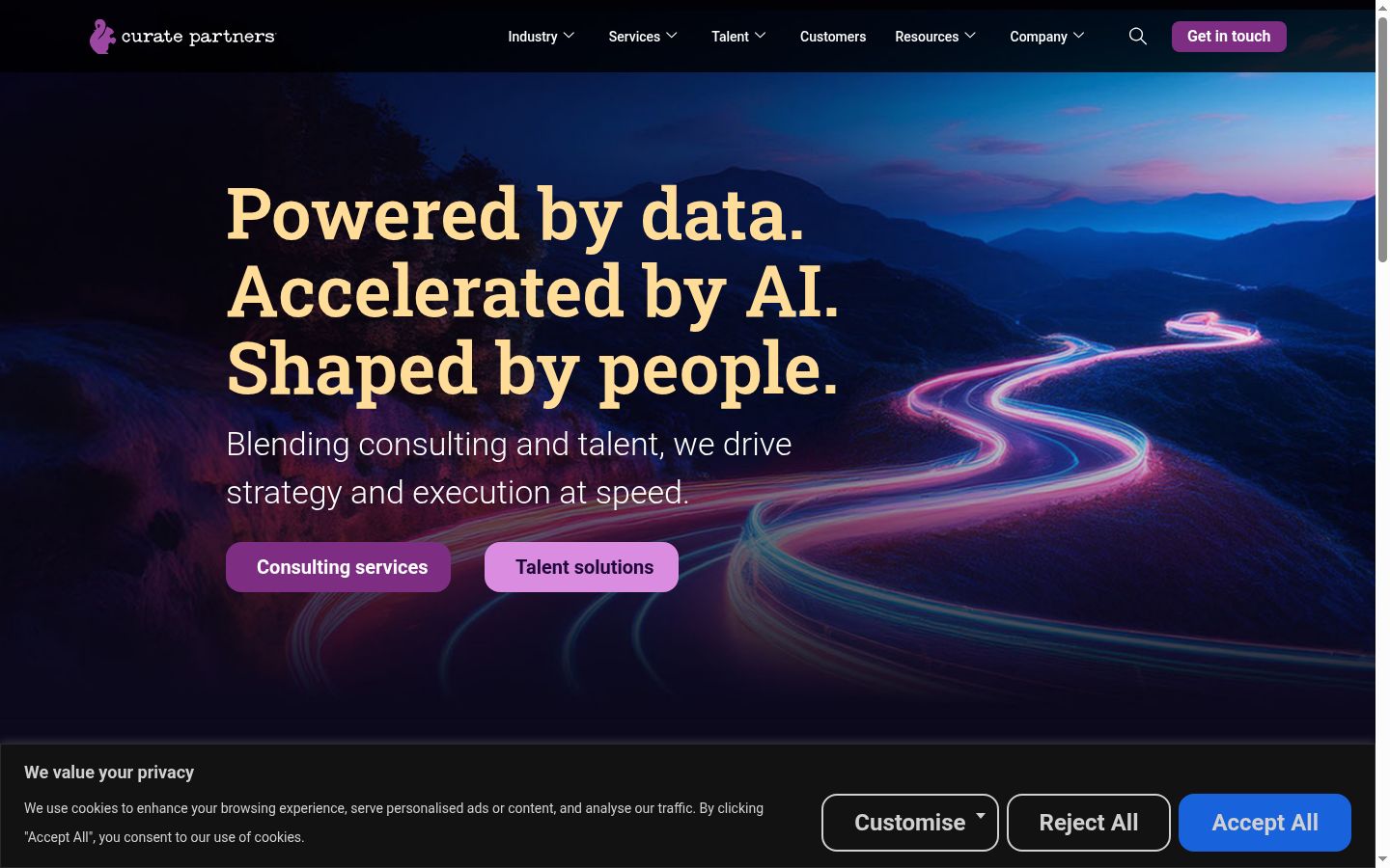 Snímek obrazovky baneru souhlasu zobrazeného před jakoukoli interakcí