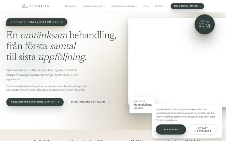 Screenshot of curatiio.se