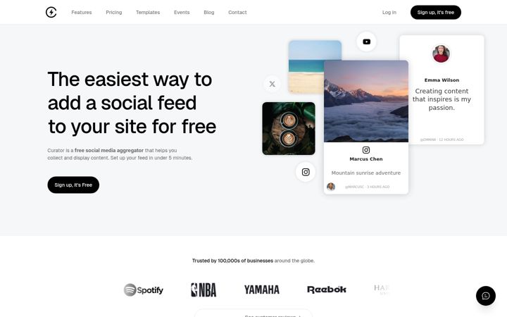 Screenshot di curator.io