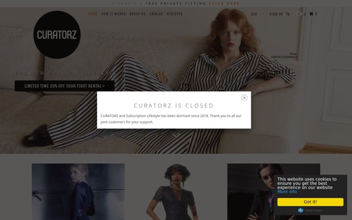 Screenshot of curatorz.com