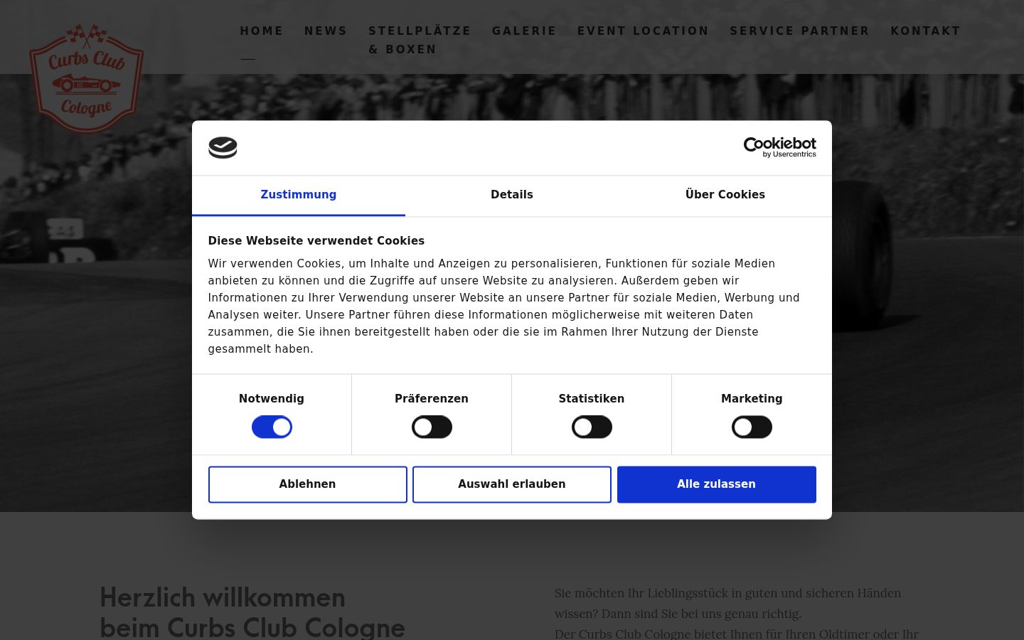 Screenshot des Einwilligungsbanners vor jeglicher Interaktion