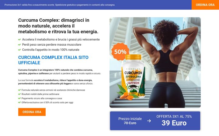 Screenshot of curcumacomplexitalia.com