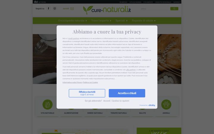 Screenshot of cure-naturali.it
