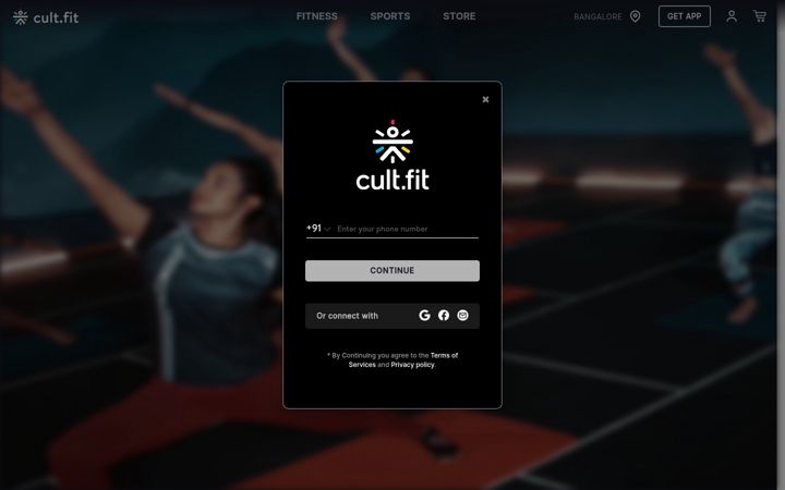 Screenshot of cure.fit