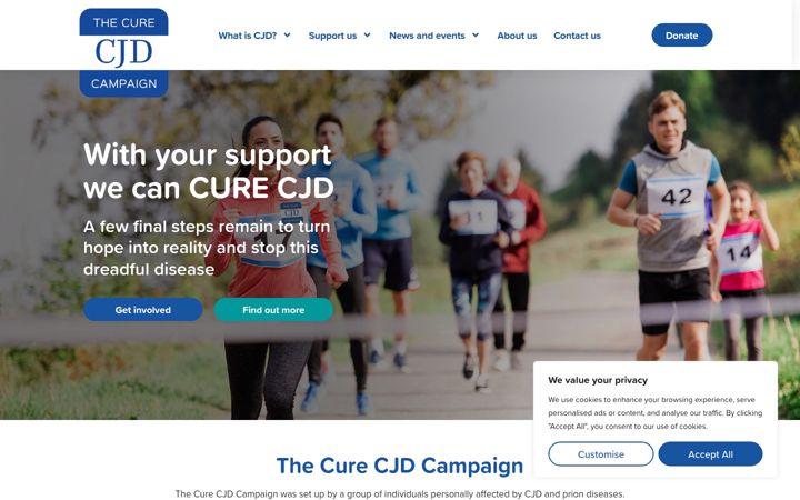 Screenshot of curecjd.org