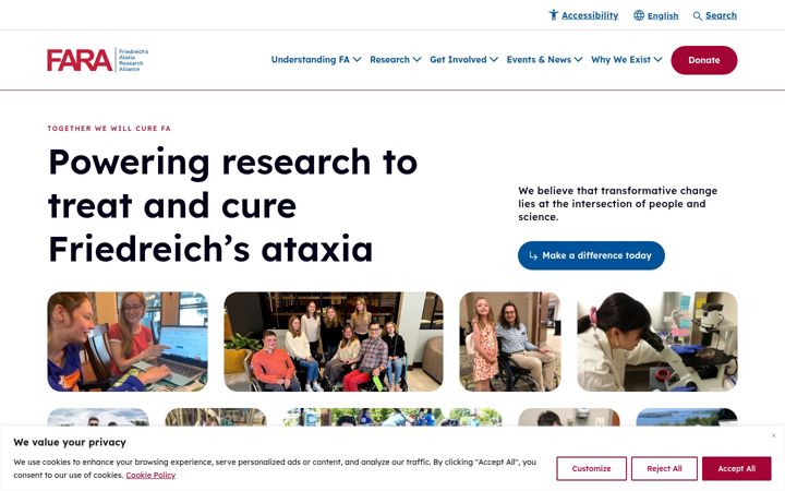 Screenshot of curefa.org