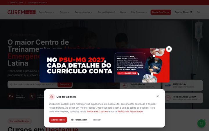 Screenshot of curem.com.br