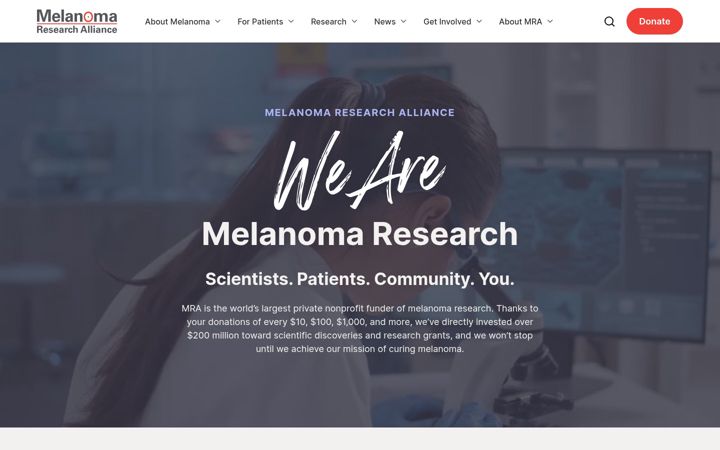 Screenshot of curemelanoma.org