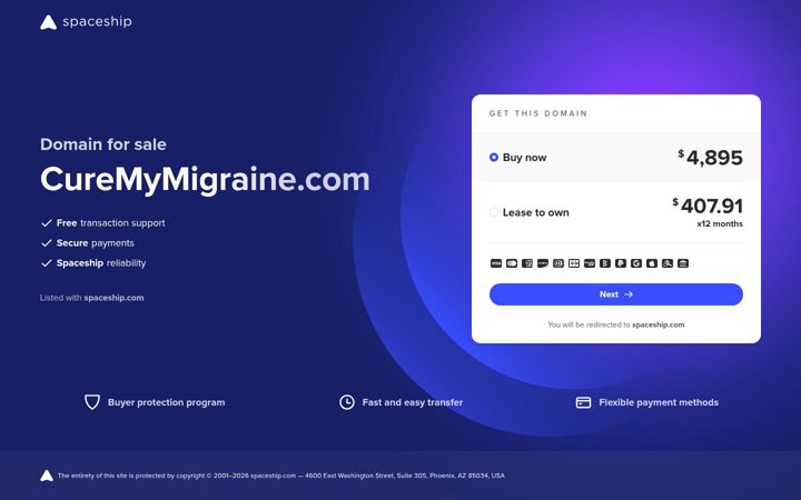 Screenshot of curemymigraine.com