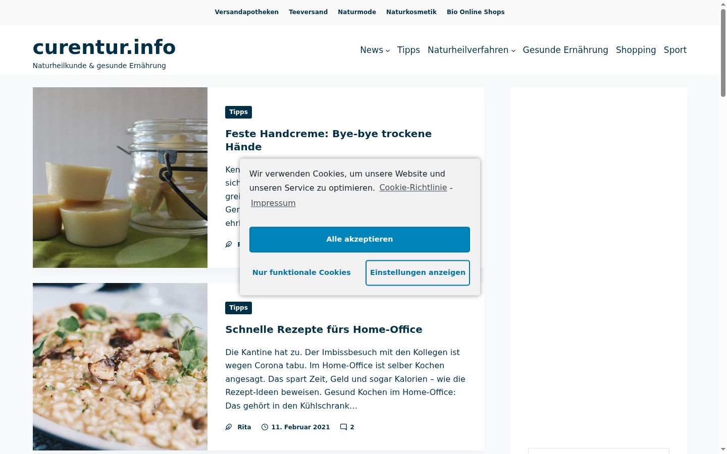 Screenshot tal-banner tal-kunsens muri qabel kwalunkwe interazzjoni