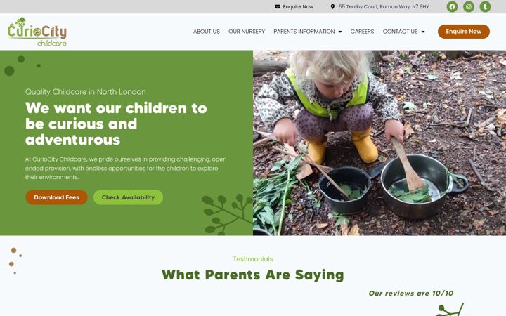 Screenshot of curiocitychildcare.co.uk