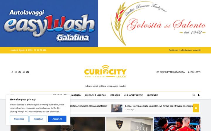 Screenshot of curiocitylecce.it
