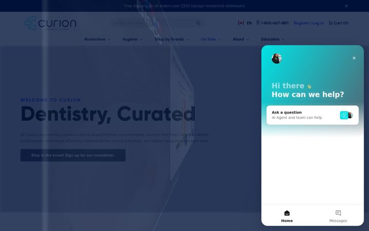 Screenshot stránky curion.ca
