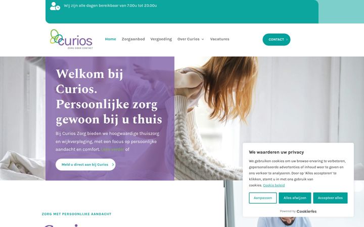 Screenshot of curios-zorg.nl
