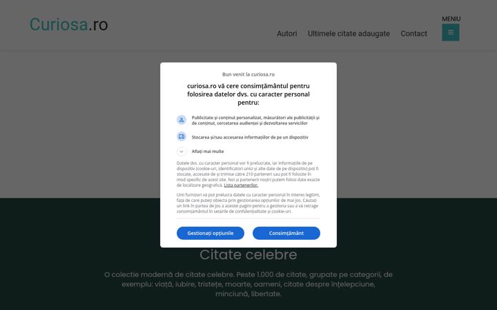 Screenshot of curiosa.ro