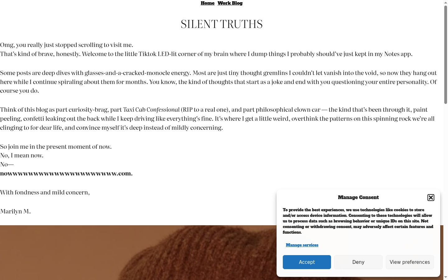 Screenshot del banner di consenso mostrato prima di qualsiasi interazione