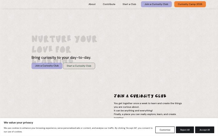 Screenshot του curiositylearning.org
