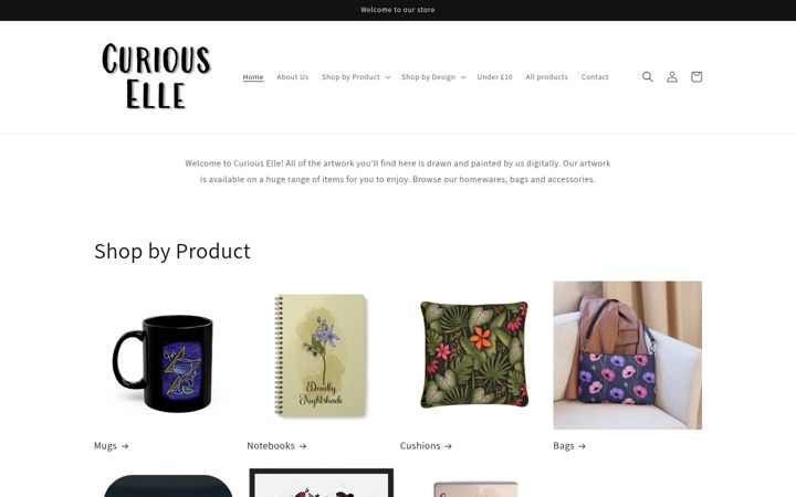 Screenshot of curious-elle.co.uk