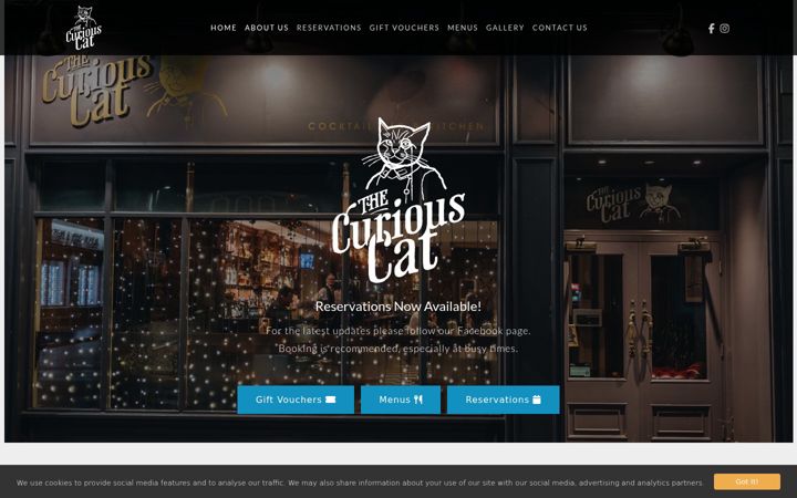 Screenshot of curiouscatbar.co.uk