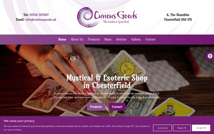 Screenshot of curiousgoods.uk