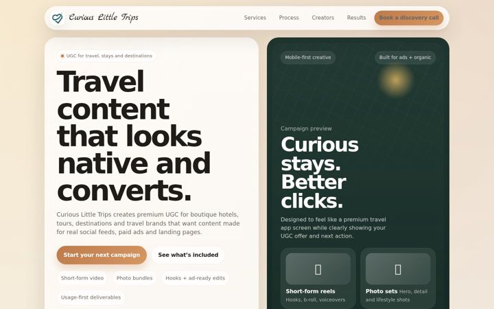 Screenshot of curiouslittletrips.com