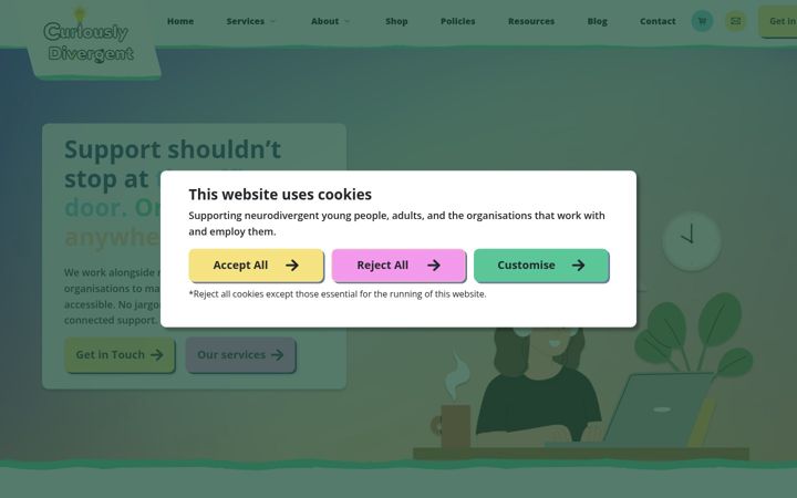 Screenshot of curiouslydivergent.co.uk