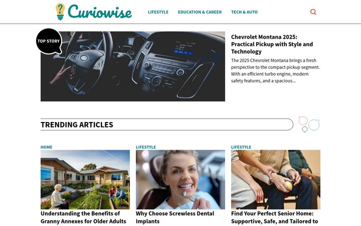 Screenshot of curiowise.com