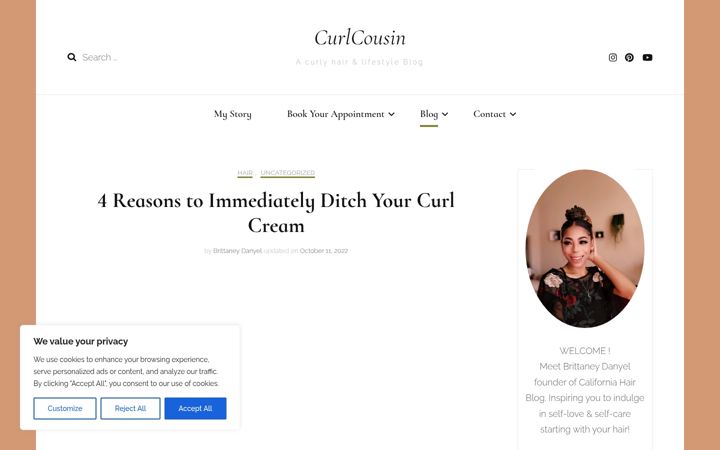 Screenshot of curlcousin.com