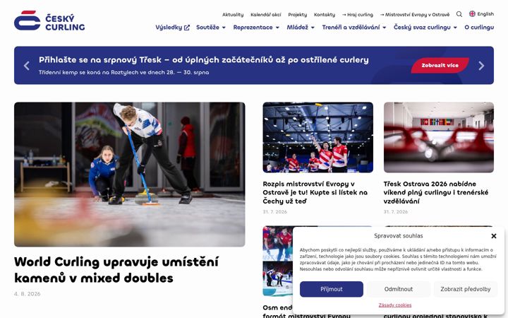 Skärmbild av curling.cz