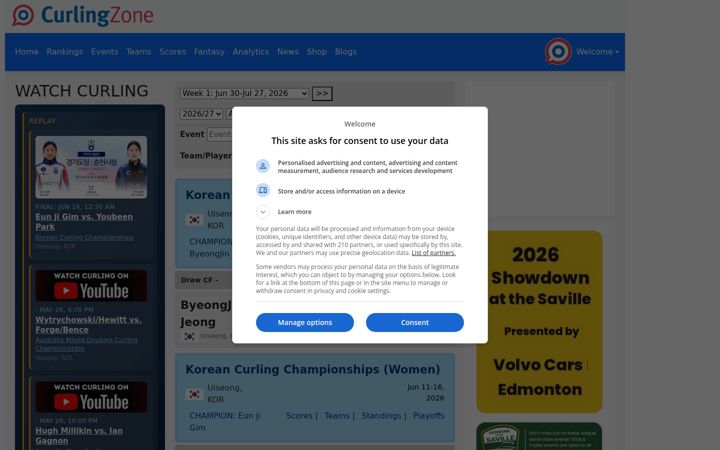 Ekrano kopija curlingzone.com